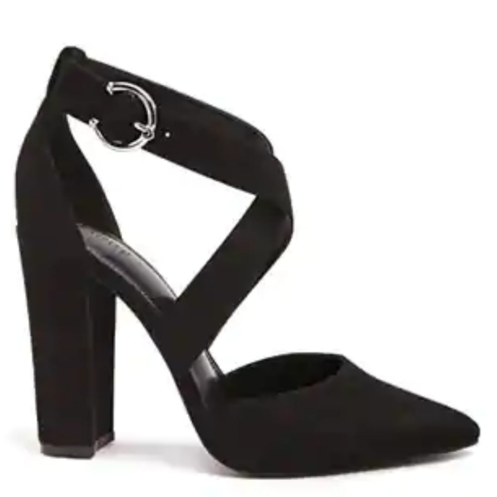 Faux Suede Strappy Block Heels